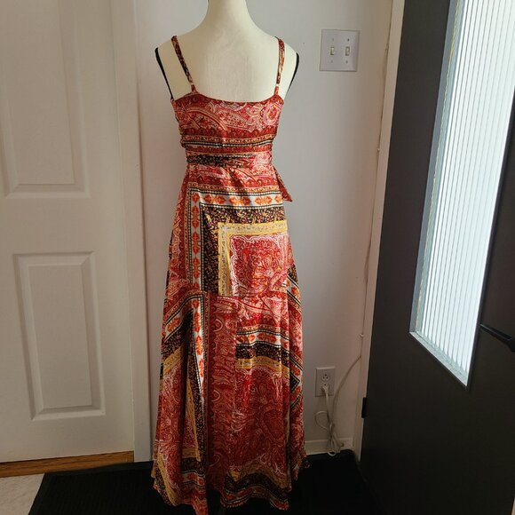 VICI Jazz It Up Satin Printed Wrap Maxi Dress - Picture 3 of 3